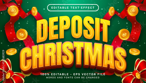 deposit christmas 3d text effect and editable text effect with christmas background	