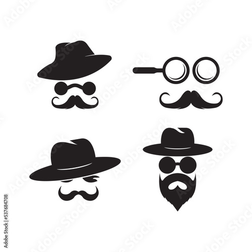 detective with moustache simple icon illustration