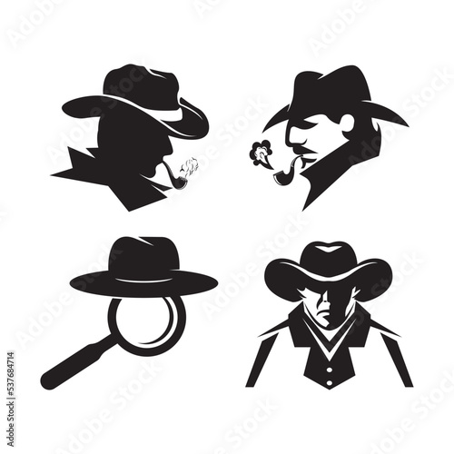 detective with moustache simple icon illustration