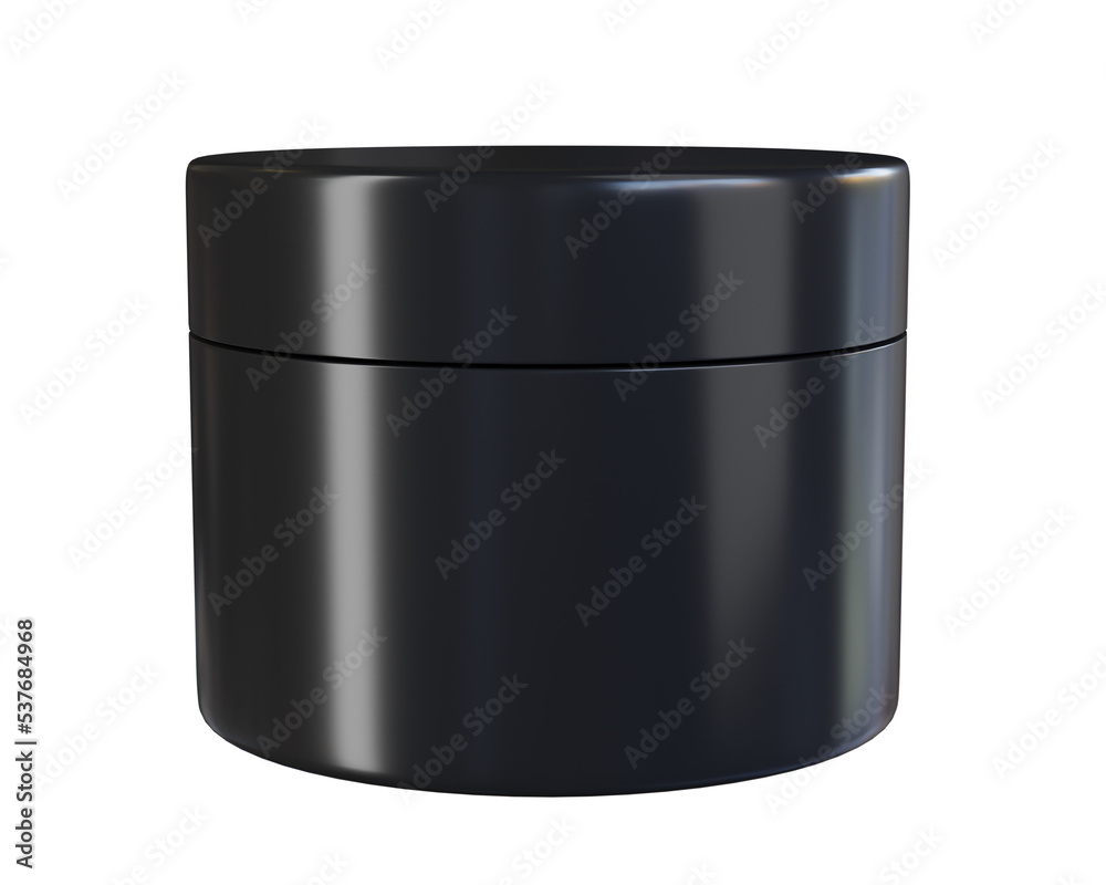 3d rendering black cosmetic cream jar lid
