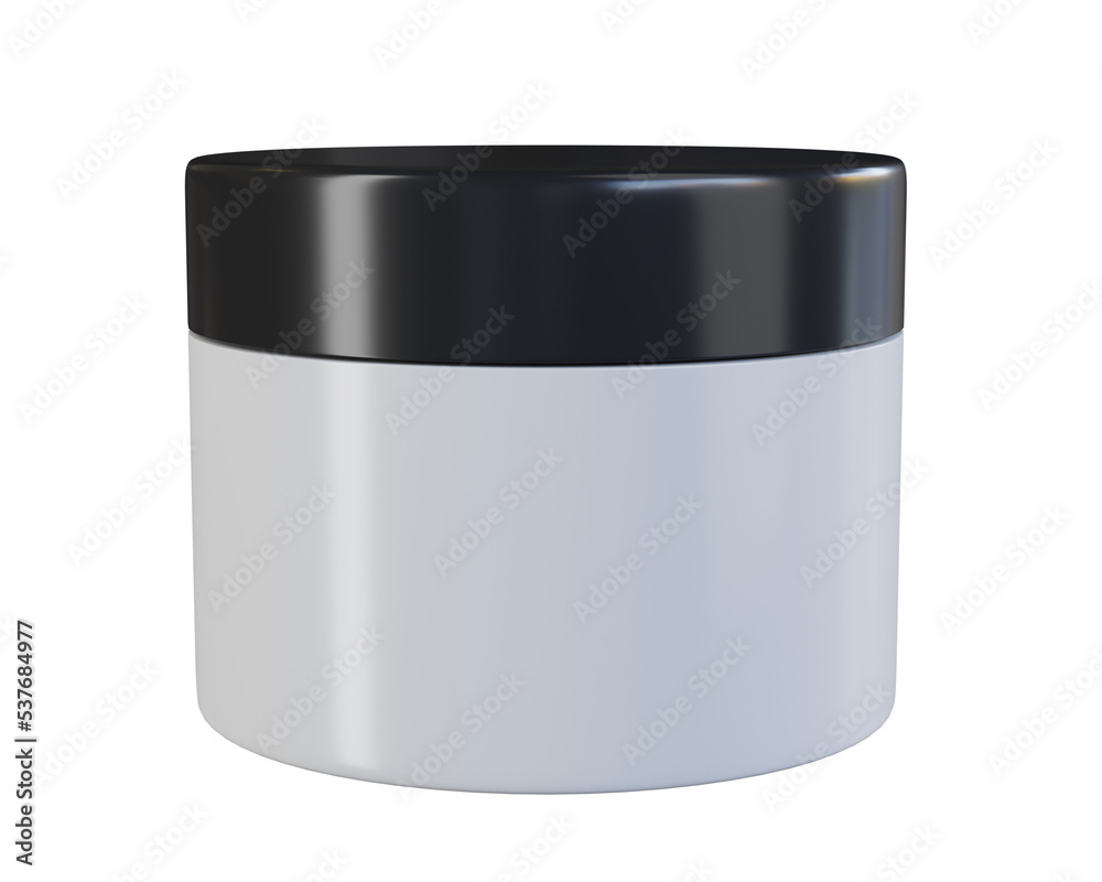 3d rendering white cosmetic cream jar black lid 3d rendering white cosmetic cream jar black lid