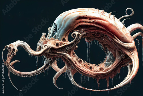 Creepy monster character design, illustration of a nasty creature