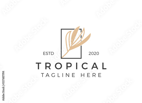 Tropical Leaf Logo Design Template. 