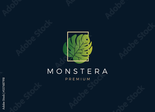Tropicana logo. Resort and Spa emblem. Tropical cosmetics. Tropical Leaf Logo