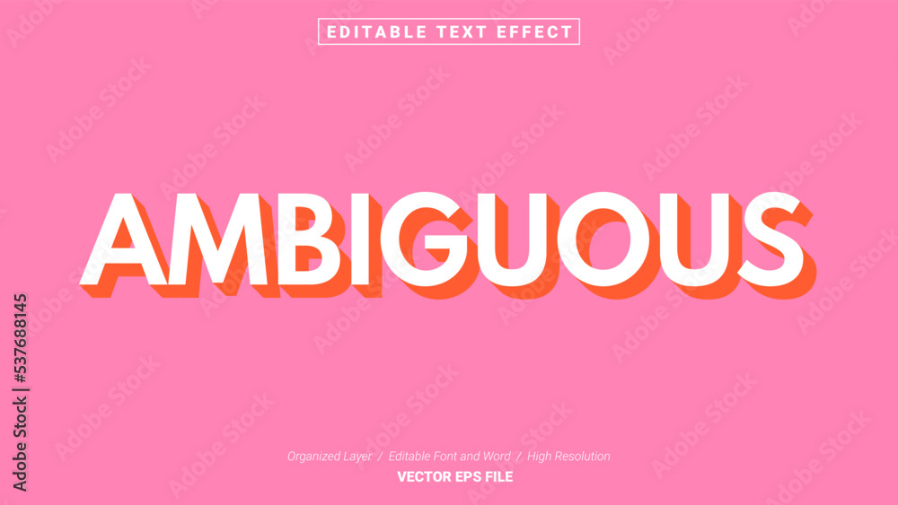 Editable Ambiguous Font Design. Alphabet Typography Template Text Effect. Lettering Vector Illustration for Product Brand and Business Logo.

