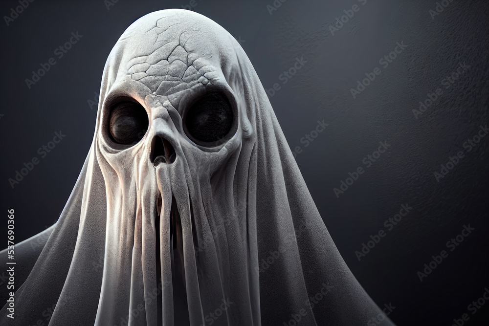 Digital fantasy painting - Scary ghost on dark background Digital fantasy painting - Scary ghost on dark background