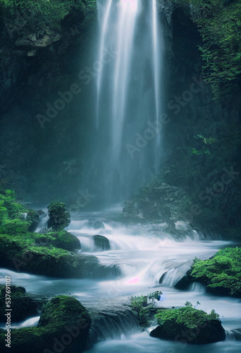 Beautiful waterfall  scenic view of a river