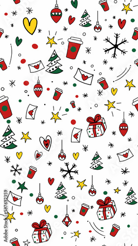 Collection of cartoon gift boxes, letters, stars, Christmas trees, pretty cute.
background hand drawn of , Children's shirts and pants gift wrapping paper