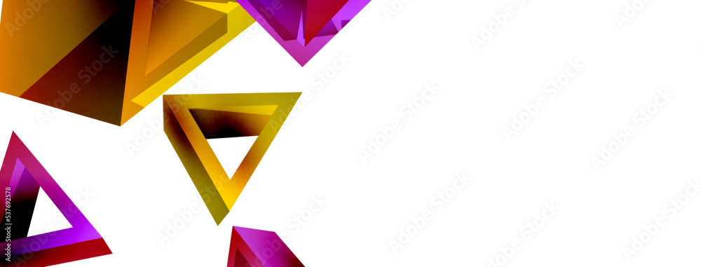 Triangle abstract background. 3d vector basic shape technology or business concept composition. Trendy techno business template for wallpaper, banner, background or landing Triangle abstract background. 3d vector basic shape technology or business concept composition. Trendy techno business template for wallpaper, banner, background or landing