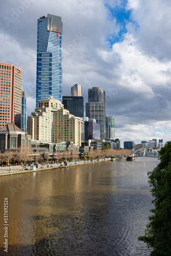 Southbank on southern bank of the Yarra River  just opposite the central business district  is a great place for a pleasant stroll and a nice dinner - Melbourne  Victoria  Australia