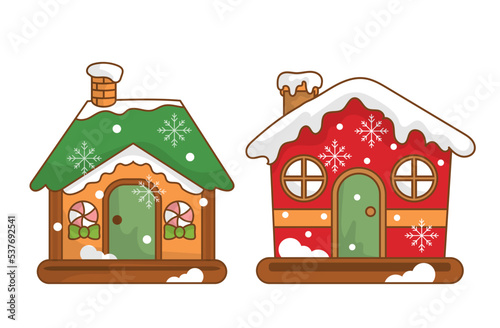 Sweet Christmas gingerbread house Traditional Cookie. New Year's sweets.  