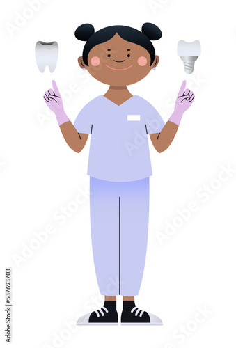 Female orthodont on white background