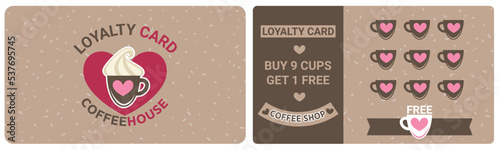 Loyalty card in coffee shop, special offer clients