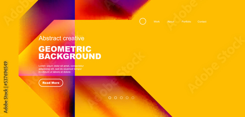 Triangles with fluid gradients, abstract landing page background. Minimal shapes composition for wallpaper, banner, background, leaflet, catalog, cover, flyer