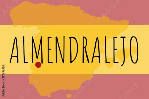 Almendralejo: Illustration mit dem Namen der spanischen Stadt Almendralejo photo