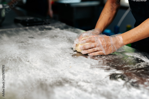 Process of making bread in the factory 