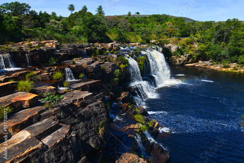The Cachoeira Grande waterfall, on the outskirts of the Serra do Cipó National Park, Minas Gerais state, Brazil photo