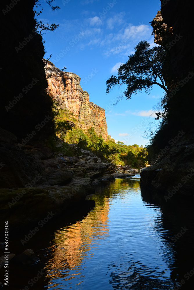 The entance to the narrow and scenic Cânion do Funil canyon, Presidente Kubitschek, Minas Gerais state, Brazil