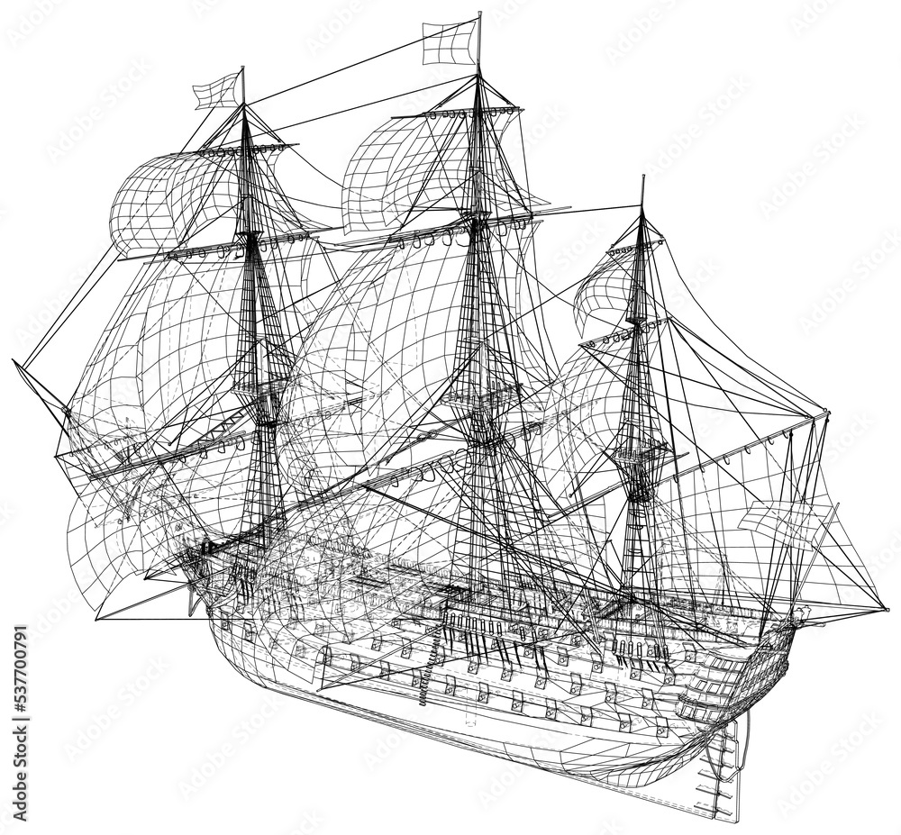 Yachts on sea waves. Seagull in the sky. Draw one continuous line. Vector illustration. Isolated on white background Yachts on sea waves. Seagull in the sky. Draw one continuous line. Vector illustration. Isolated on white background