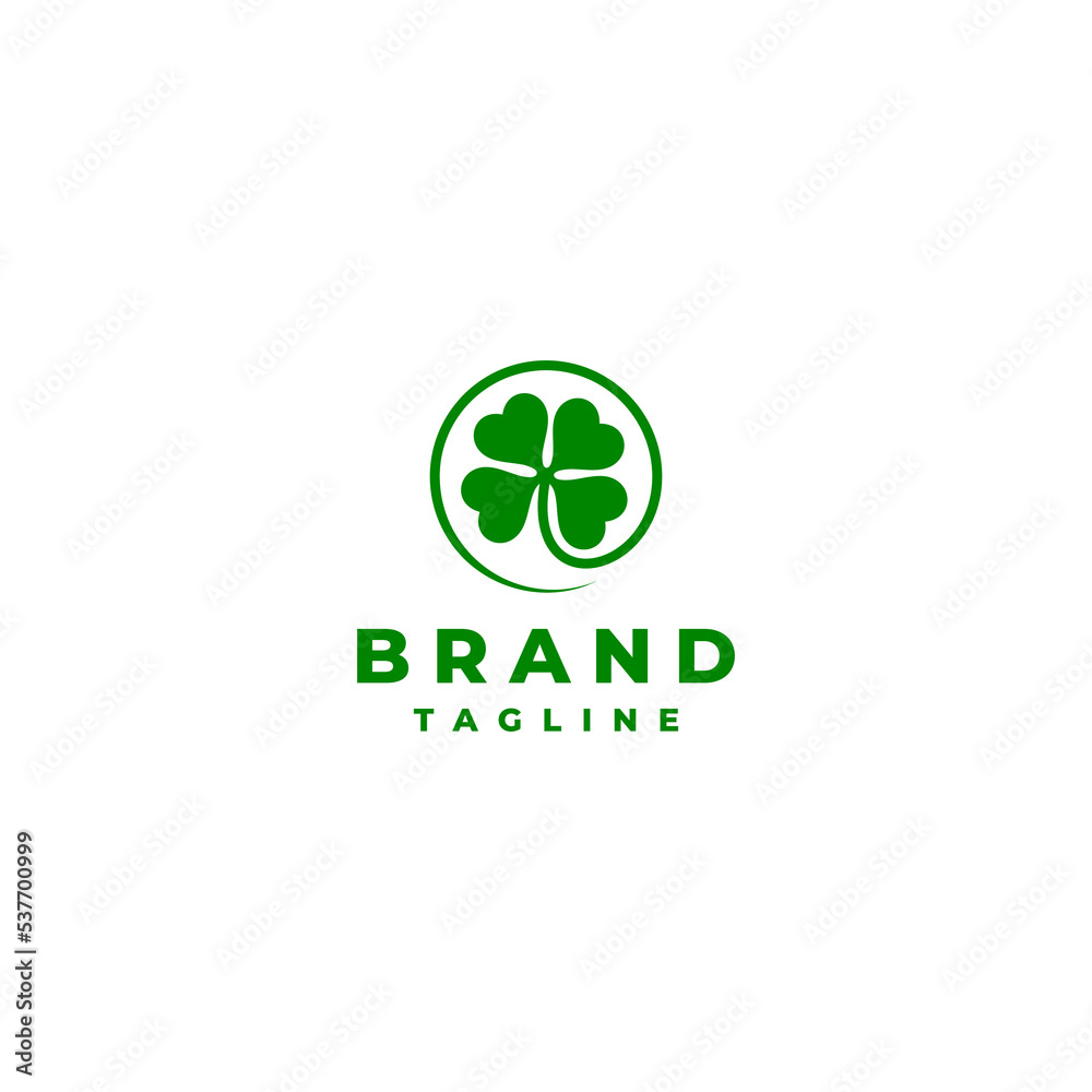 Clover Leaf Logo Design With Stem Forming a Circle. Clover Leaf Icon With Long Circular Stem Logo Design. Clover Leaf Logo Design With Stem Forming a Circle. Clover Leaf Icon With Long Circular Stem Logo Design.