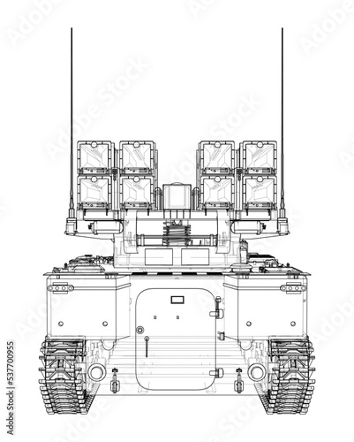 Military track missle system. Vector