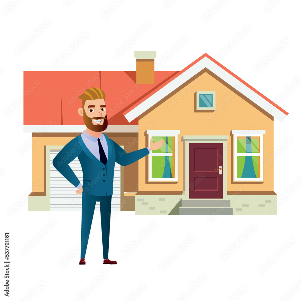Real estate agent on the background of the house Real estate agent on the background of the house