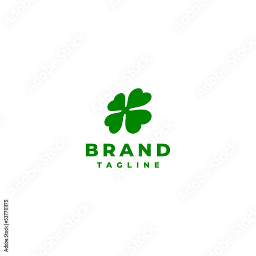 Four Hearts Forming a Simple Clover Leaf Logo Design. Clover Leaf Icon With Dynamic Angle Logo Design.