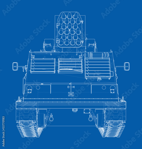 Military track missle system. Vector