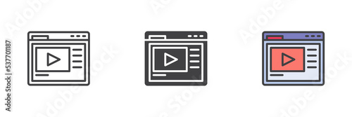 Video lessons different style icon set