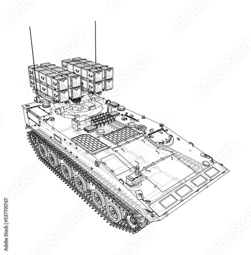 Military track missle system. Vector