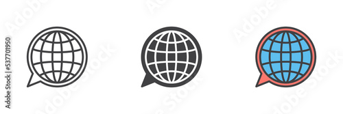 Language translation different style icon set