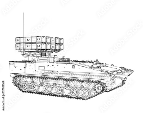 Military track missle system. Vector