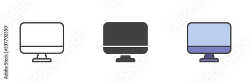 Computer monitor different style icon set
