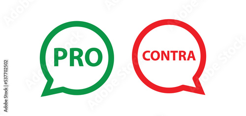 pro contra sign on white background photo