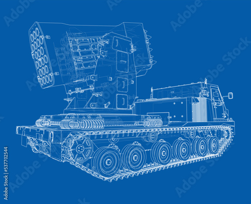 Military track missle system. Vector