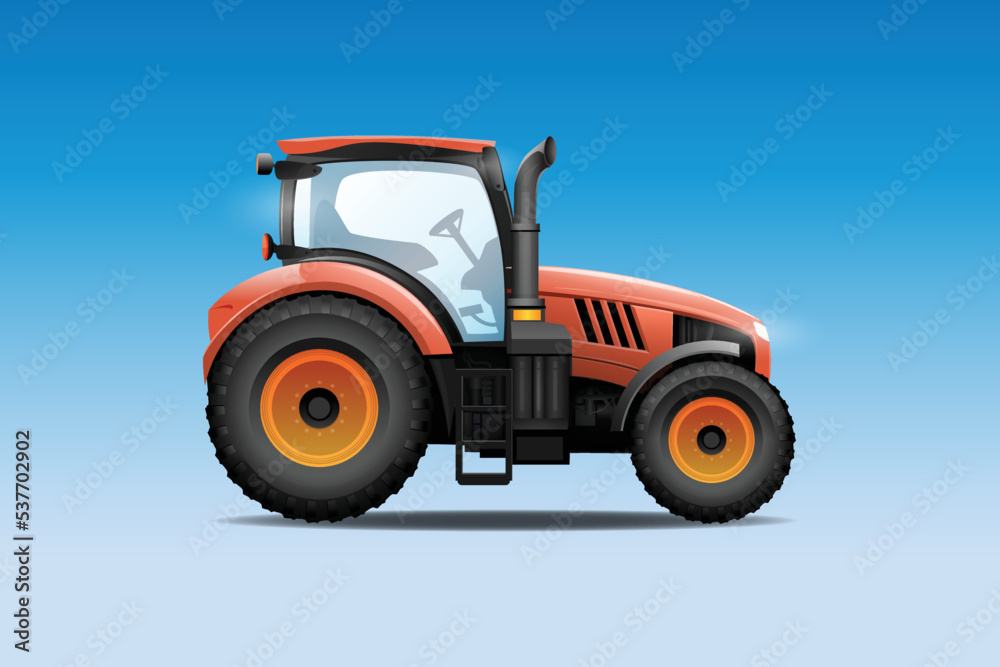 Obraz premium red tractor isolated