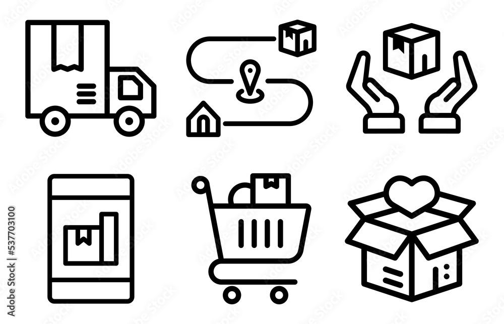 courier and packaging line icons set. Thin line icons set. Simple vector icons eps10 courier and packaging line icons set. Thin line icons set. Simple vector icons eps10