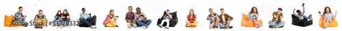 Set of people playing video...
