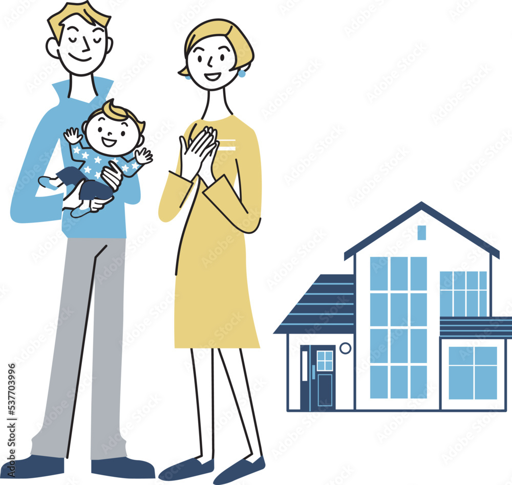 若い夫婦と一戸建ての家
若い夫婦と一戸建ての家