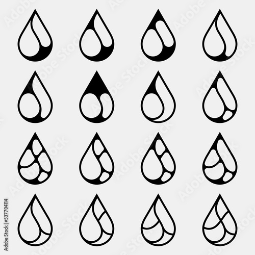 Water drops droplet raindrops oil blood icon illustration cut