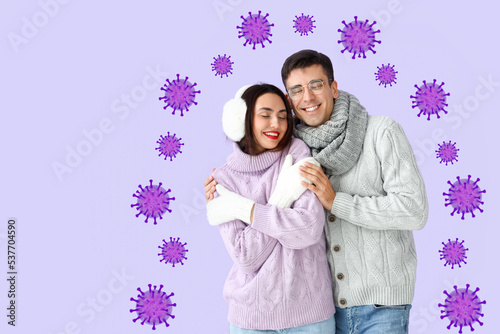 Happy young couple and draw...