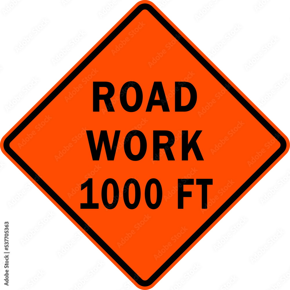 road work 100FT - road work sign