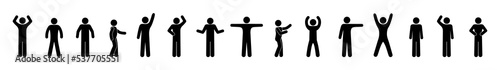 man icon, stick figure people, illustration of human postures and gestures, isolated pictograms