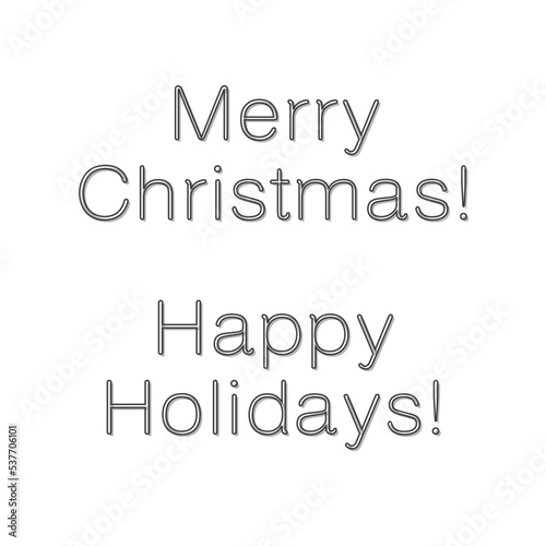 Merry ChristmasとHappy Holidaysの黒色のシンプルな文字セット © toricoya