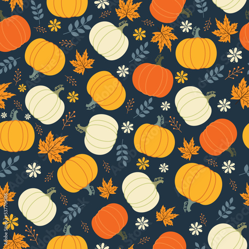 Thanksgiving Background, autumn pumpkin seamless repeat pattern