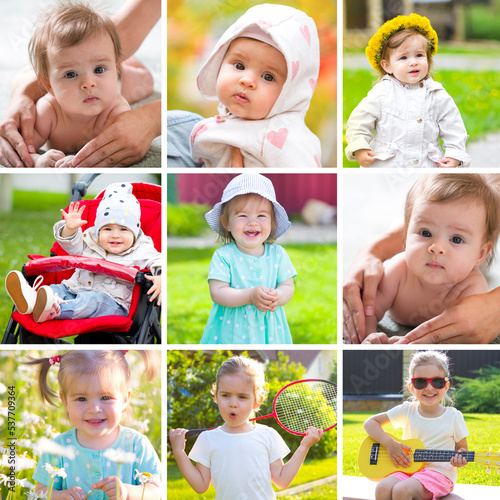 Child discovers the world developmental stages of growing up positive child set
