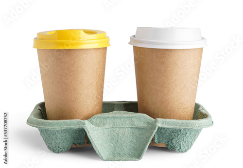 Holder with paper cups on w...