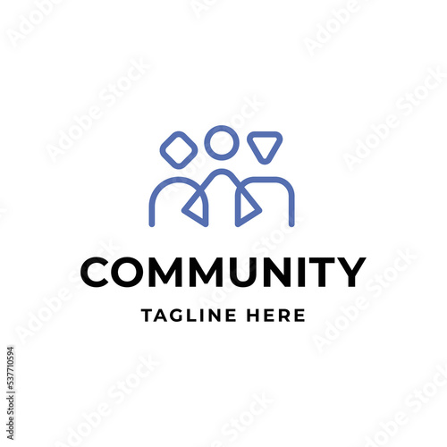 Vector human community logo template. Creative team work illustration. HR logotype with connected people symbol