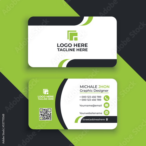 Double-sided creative business card template Creative and clean corporate business card template Vector illustration Stationery design .