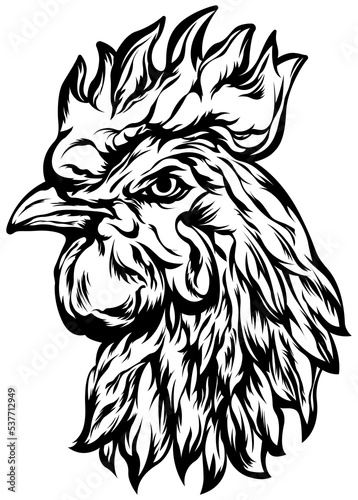 Head of rooster. Cock abstract character. Png illustration. Graphic logo designs template for emblem. Image of portrait for company use.